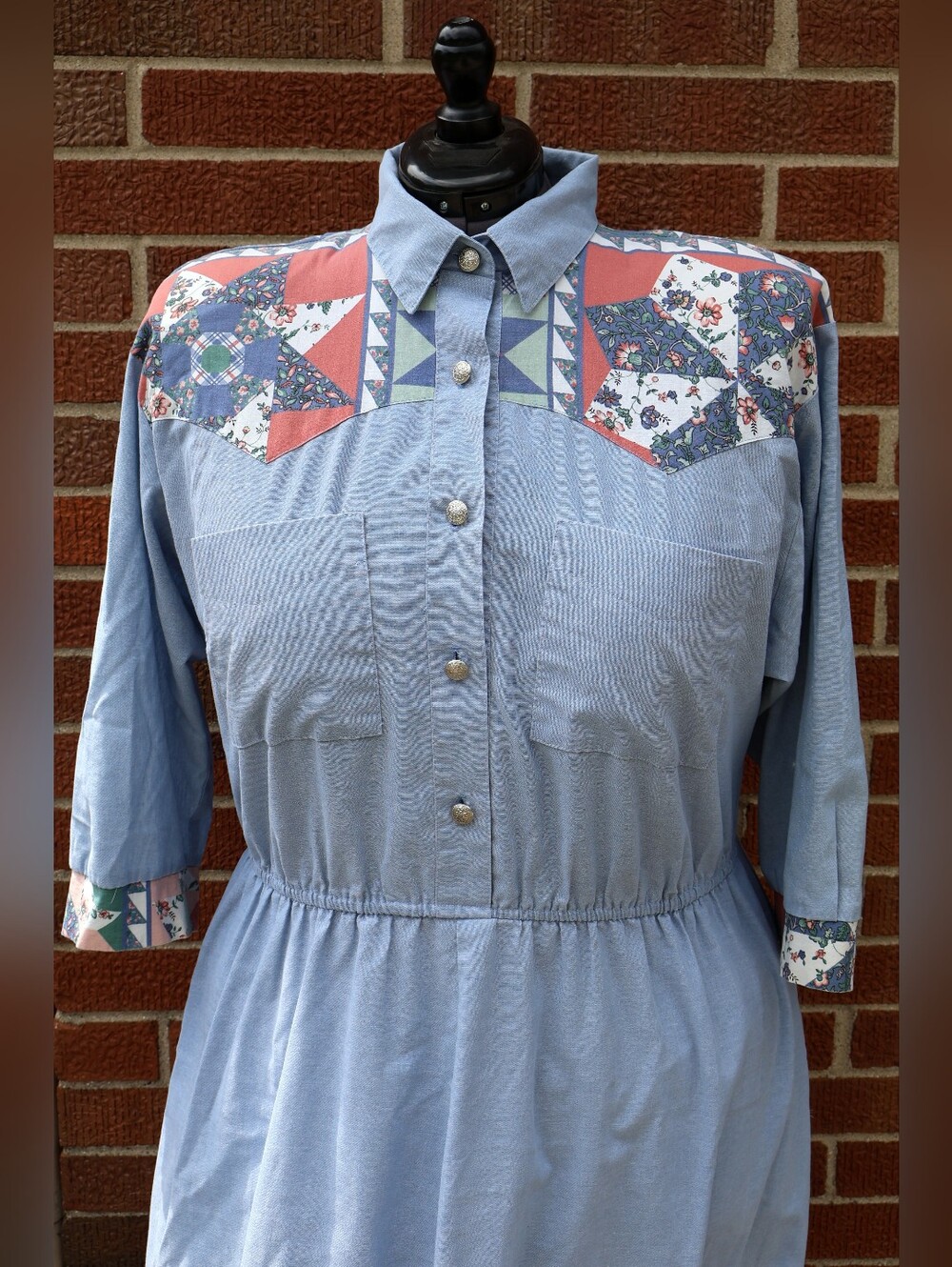 Vintage Women's Plus Size 18 Kari's Korner Ltd Demin Quilted Grandmacore Dress